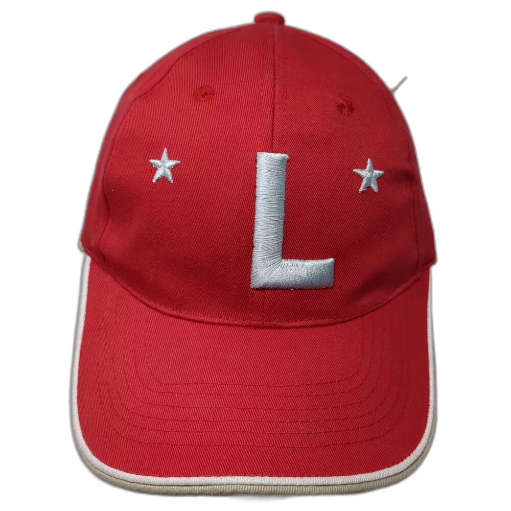 YOU Baseball Cap Red Silver OS Embroidered L Stars Adjustable Strapback Hat